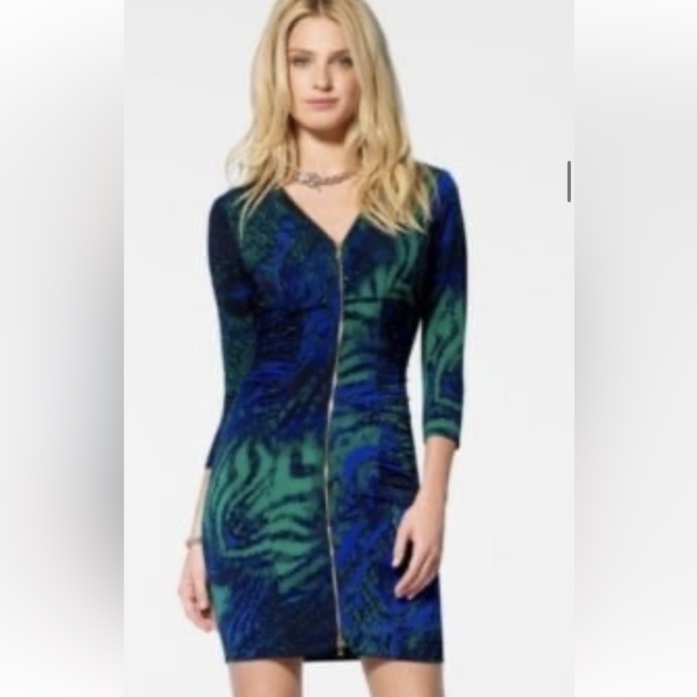 Cache Print Zip Front Dress. Size Xl In Excellent… - image 1